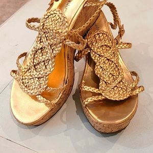 KATE SPADE Gold wedge sandals